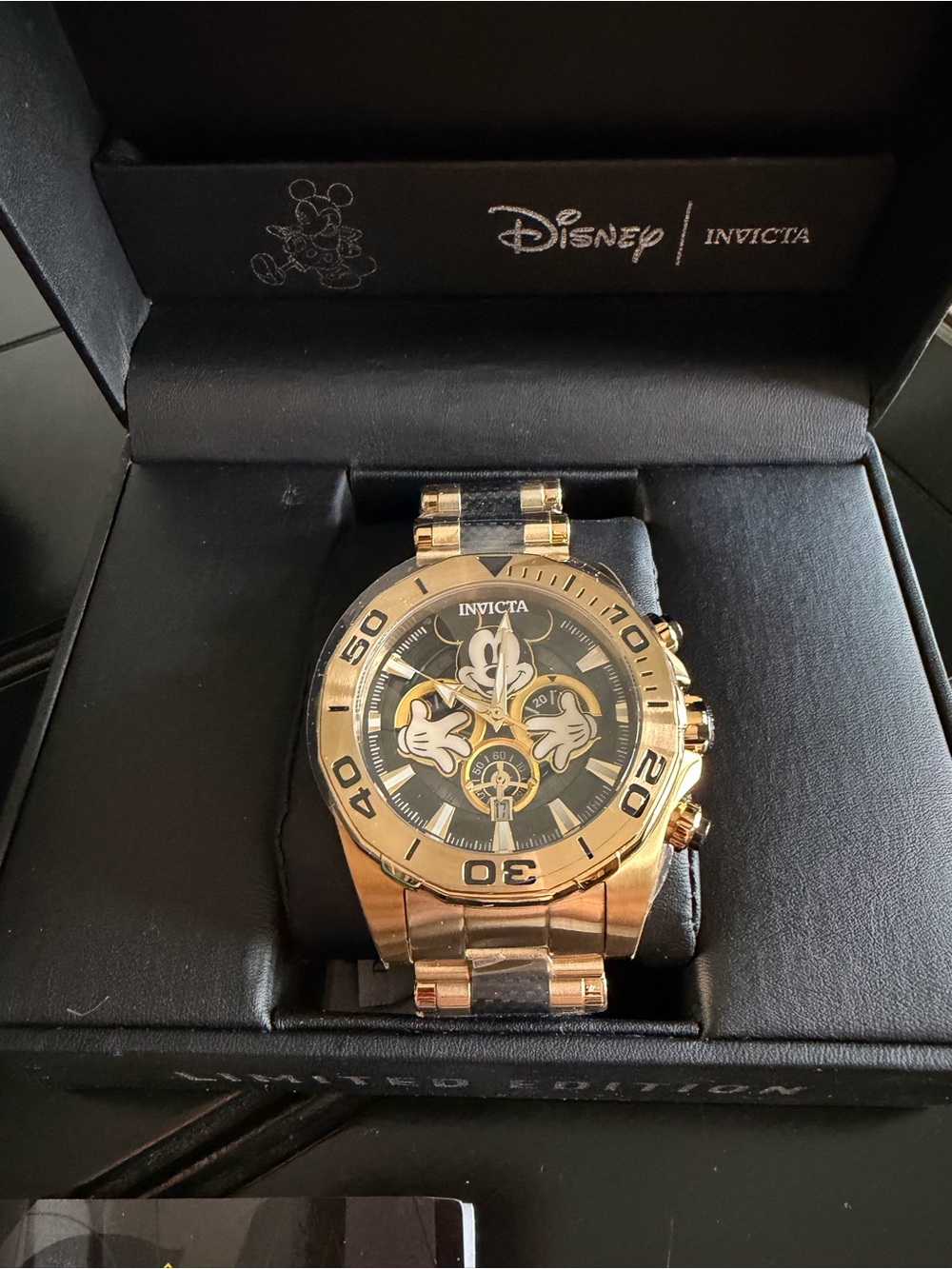 Invicta Gold-Tone Bracelet Watch Disney Mickey Mouse NWT in box Vintage Limited